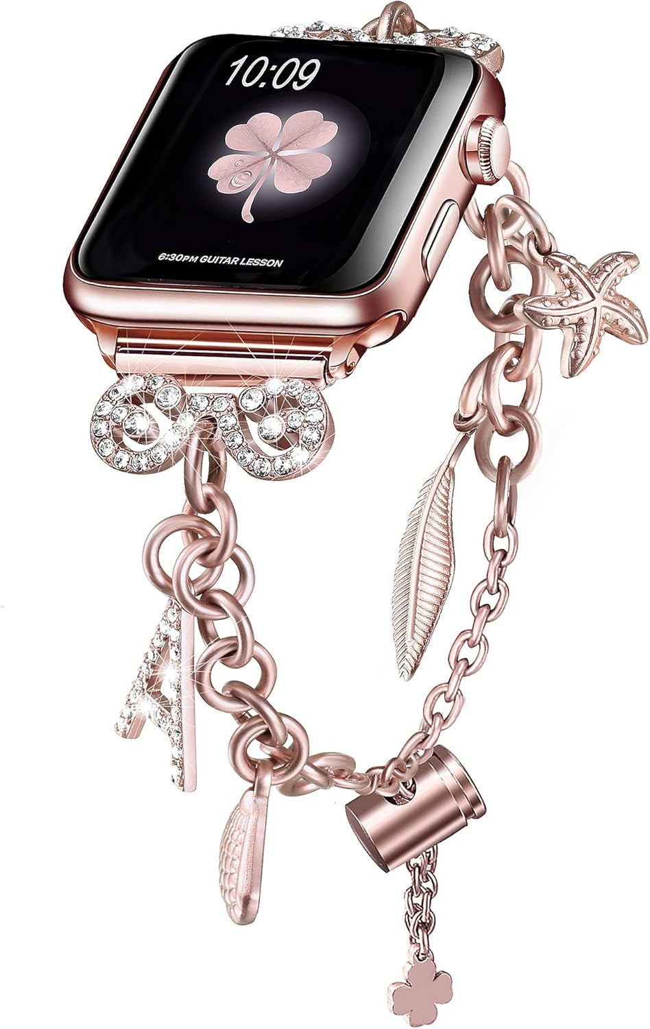 Bling Bands Compatible with Apple Watch Bands 38Mm 40Mm 41Mm 42Mm 44Mm 45Mm 46Mm 49Mm Iwatch Series 10/9/Ultra/Se/8/7/6/5/4/3/2/1, Women'S Interchangeable Charms Adjustable Bracelet